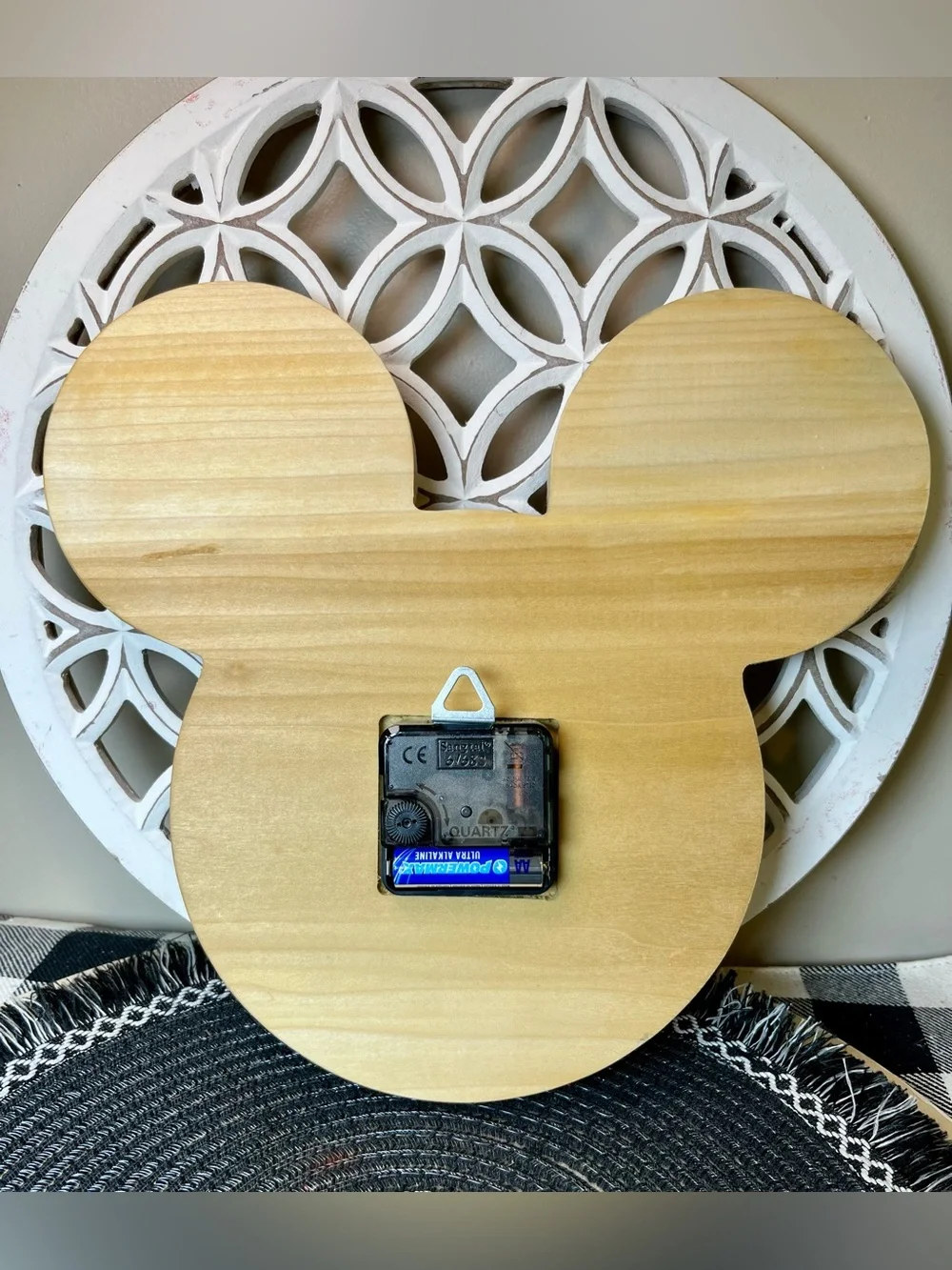 Mickey Mouse Wooden Clock - Disney-Inspired Natural Wood